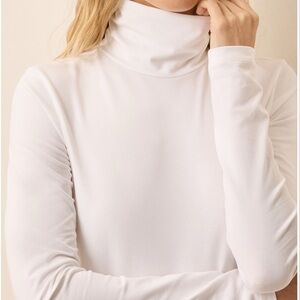 Pact Organic Stretch Jersey White Turtleneck Long Sleeve Top - Medium Sold Out
